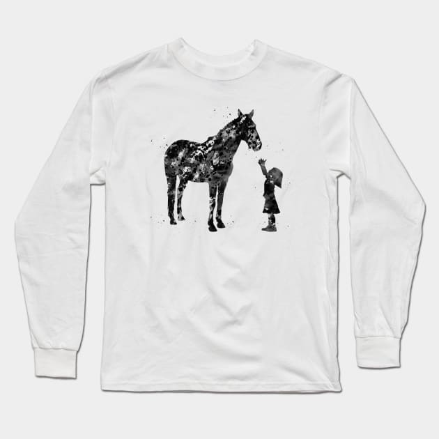 Little girl with horse Long Sleeve T-Shirt by erzebeth